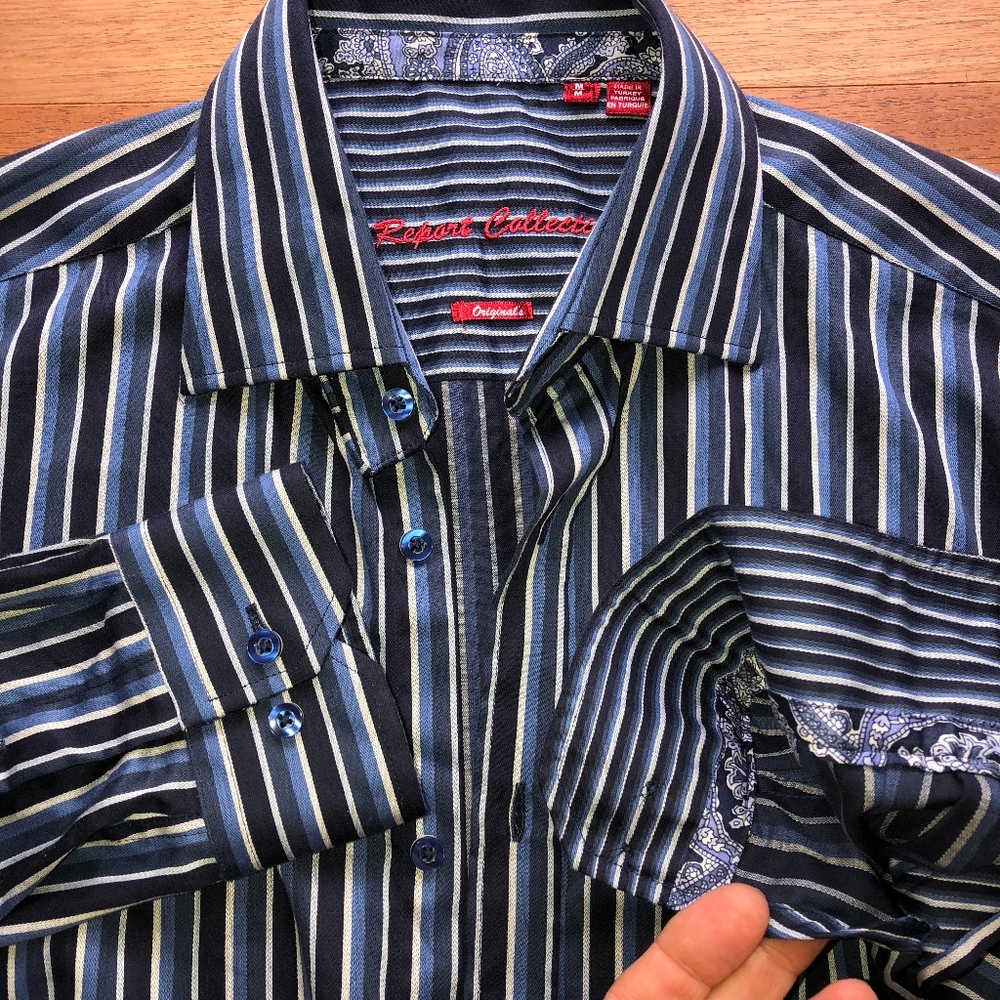 REPORT COLLECTION striped blue cotton shirt/MM